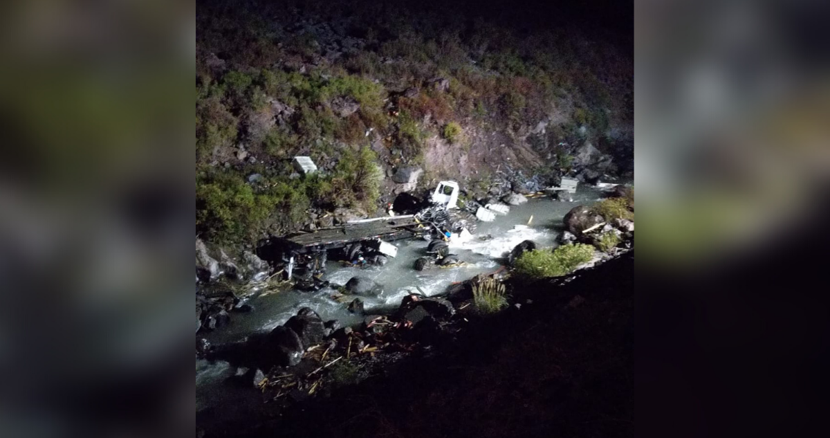 Camión desbarranca en Los Andes, Camino Internacional