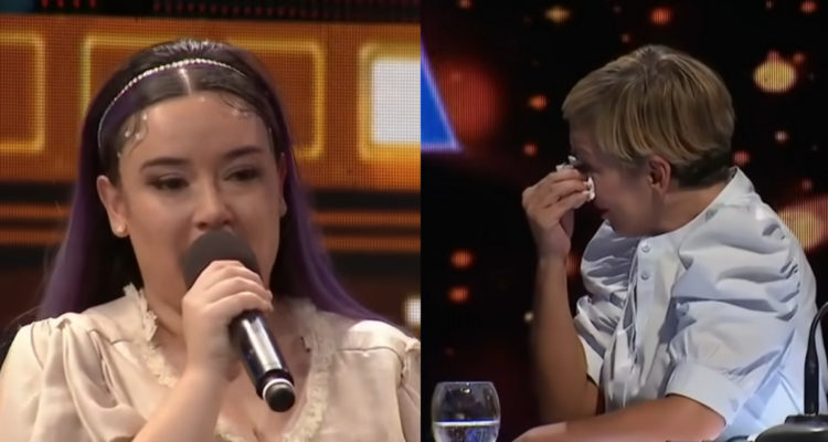 La bailarina Christell dando su reflexión tras realizar su coreografía en Aquí se Baila. Su baile emocionó hasta las lágrimas a Fran García-Huidobro.