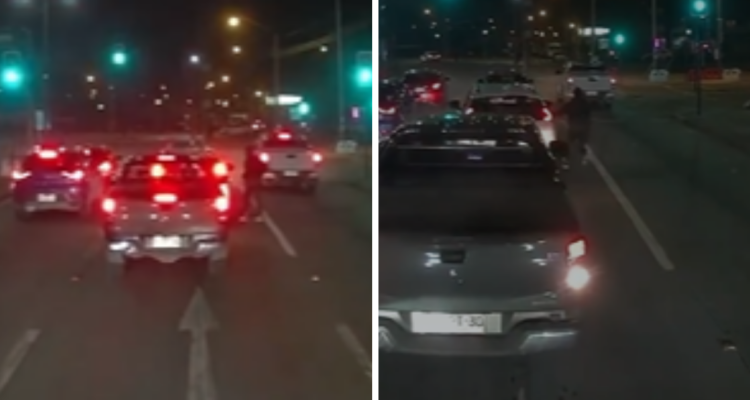 Delincuentes asaltan y golpean a conductor mientras estaba detenido en intersección de Puerto Montt