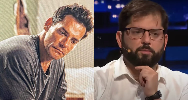 El actor Cristián de la Fuente y Gabriel Boric.