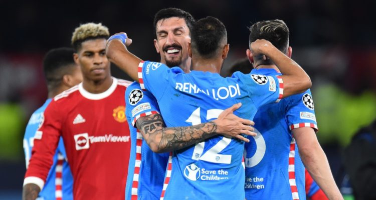 Atlético Madrid celebra en Old Trafford