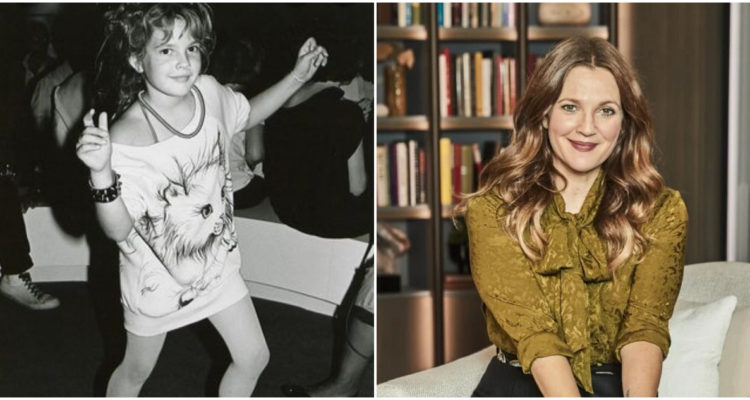 Drew Barrymore en su infancia y como presentadora de TV