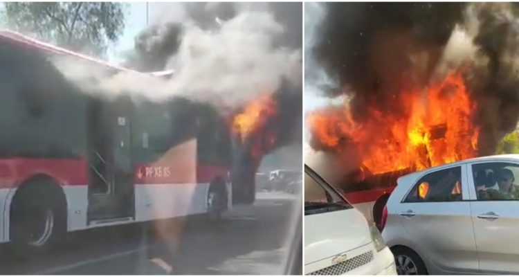 Incendian bus en Peñalolén
