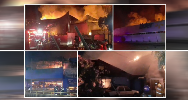 Incendio en Curicó deja 8 casas destruidas y un supermercado