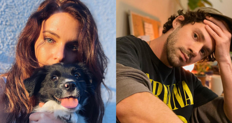 La actriz Josefina Montané con su mascota. A su lado se ve a Pedro Campos posando para la cámara. “Pin” Montané estaría en un romance con el actor.