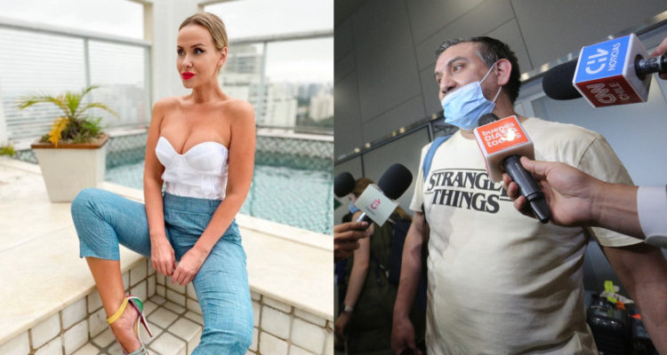 La presentadora de televisión Lola Melnick y el chileno Rodrigo Espinoza luego de huir de Ucrania.