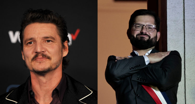 El actor Pedro Pascal en la Avant Premiere de Star Wars: The Rise of Skywalker y el Presidente Gabriel Boric tras su discurso.