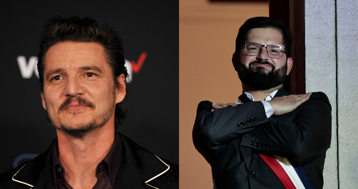 El actor Pedro Pascal en la Avant Premiere de Star Wars: The Rise of Skywalker y el Presidente Gabriel Boric tras su discurso.