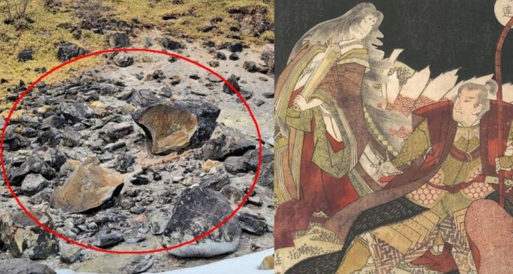 La piedra de la mitología japonesa rota