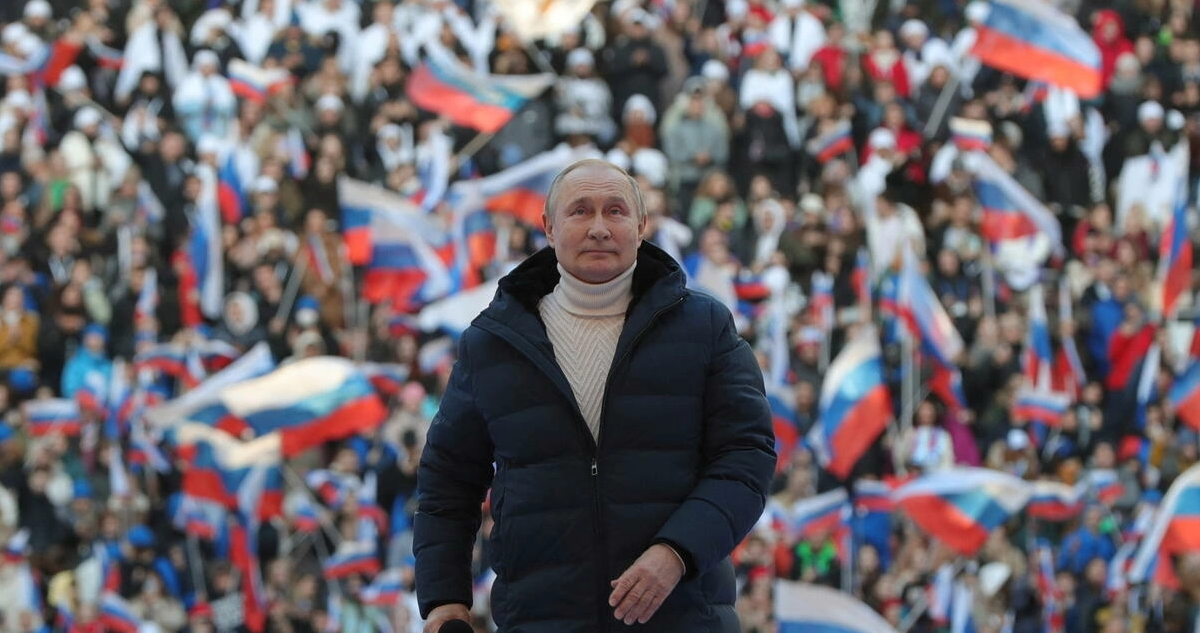 Vladimir Putin tras defender la guerra ante sus seguidores.
