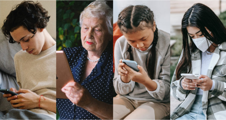 personas mirando celular