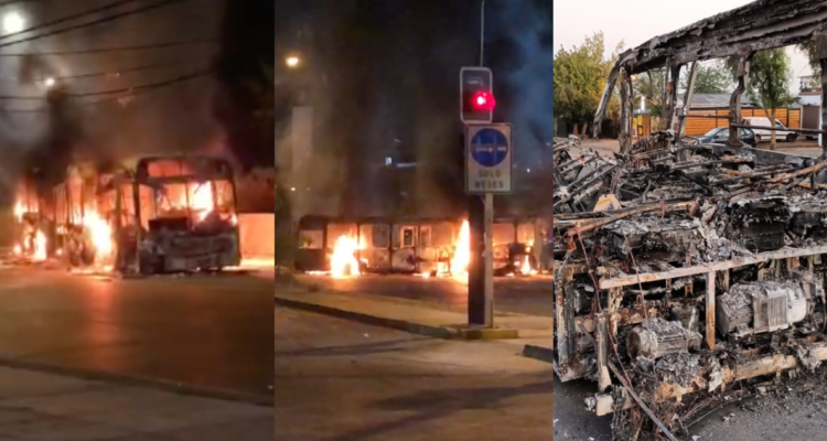 Queman tres buses del Transantiago en Peñalolén: hubo disparos contra Carabineros