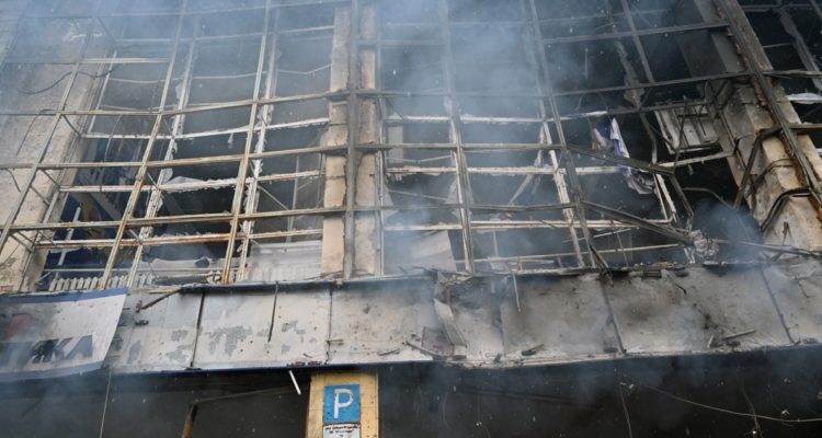 Severos daños en la torre de televisión de Kiev