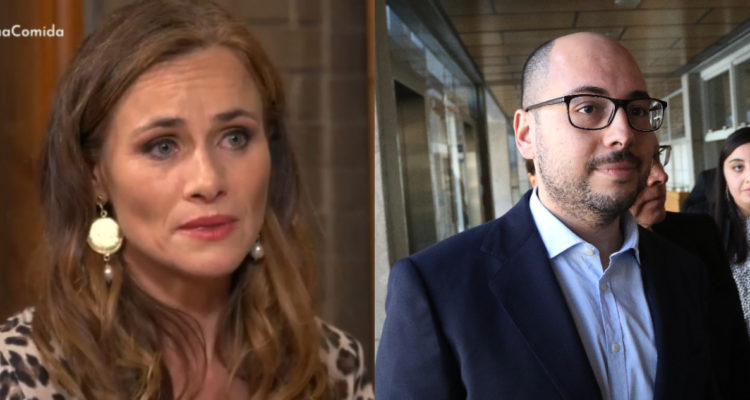 La actriz Amaya Forch. A su lado, una foto de Nicolás López.