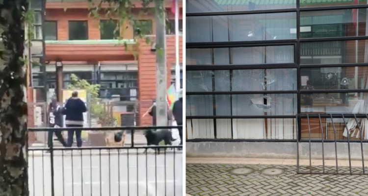 Comuneros atacan a piedrazos el municipio de Contulmo.