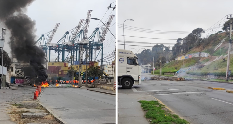 Con barricadas incendiarias trabajadores del puerto San Antonio se manifiestan por el quinto retiro