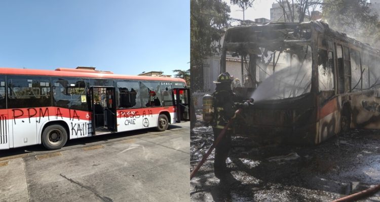 Dos buses fueron atacados en distintas manifestaciones en la capital: uno terminó quemado