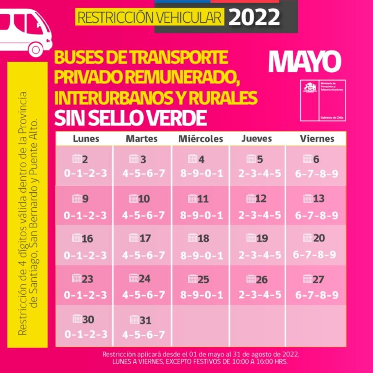 Restricción vehicular en Santiago regresa en mayo: revisa el calendario