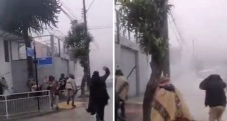 Comuneros y carabineros se enfrentan con piedras y lacrimógenas afuera de cárcel de Lebu
