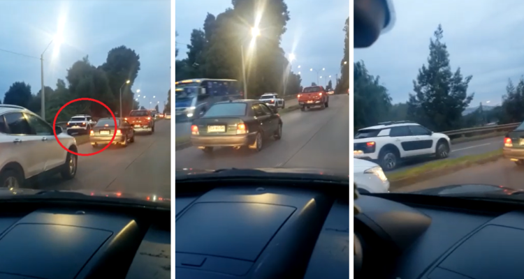 Irresponsable automovilista es grabado conduciendo contra el tránsito en la costanera de Chiguayante.
