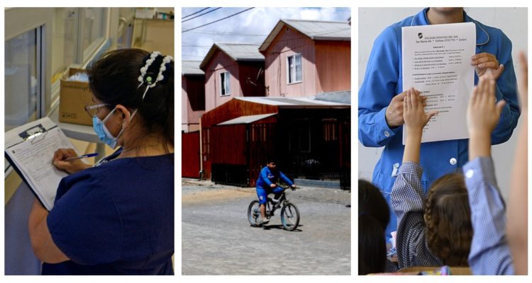 Fotos de contexto sobre derechos sociales como salud, vivienda y educación