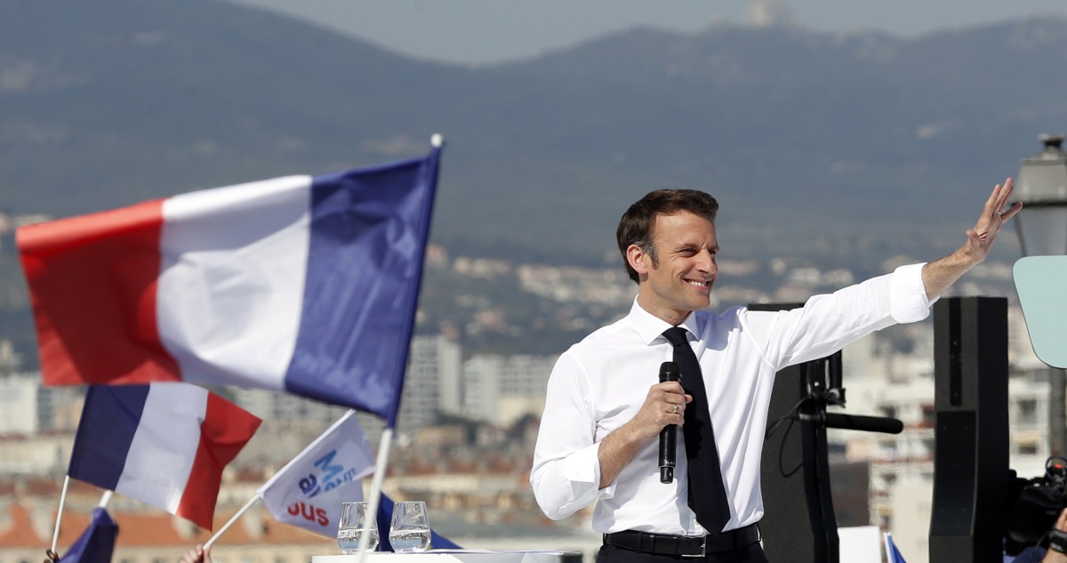 Emmanuel Macron en un mitin.