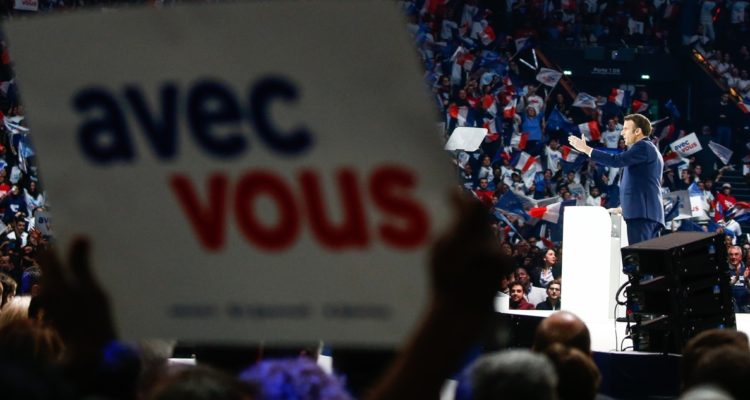 Macron en su único mitin electoral para la primera vuelta de estas presidenciales.