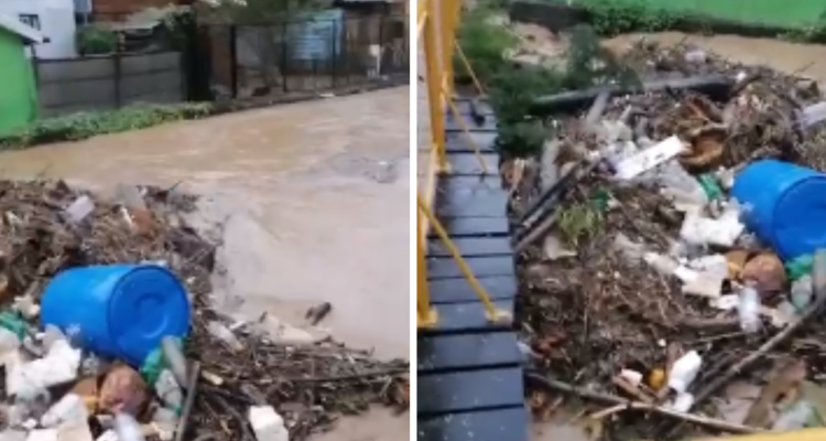 Canal con basura colapsada e inunda casa de familia en Tomé: acusan al municipio de no limpiar