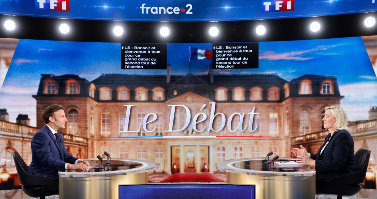 Macron y Le Pen en el debate presidencial.