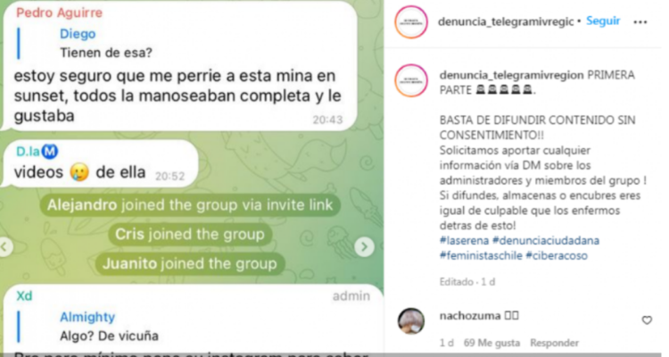 grupo de hombres comparte imagenes por telegram