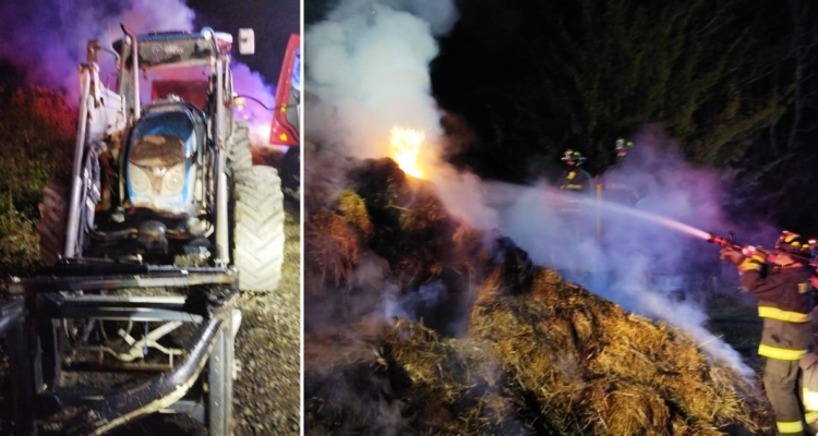 Incendian carro de tractor en Vilcún: conductor dice que encapuchados lo golpearon y amenazaron