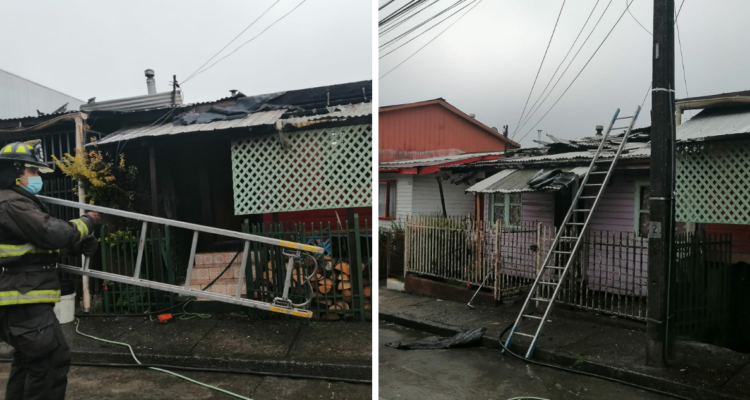 Dos heridos y tres viviendas afectadas deja incendio en sector Rahue de Osorno
