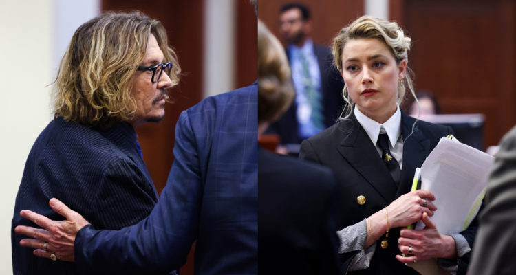 Johnny Depp y Amber Heard en tribunales.