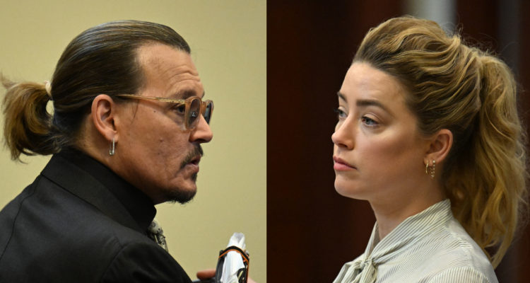 Johnny Depp y Amber Heard en el juicio donde se acusan mutuamente de difamación.