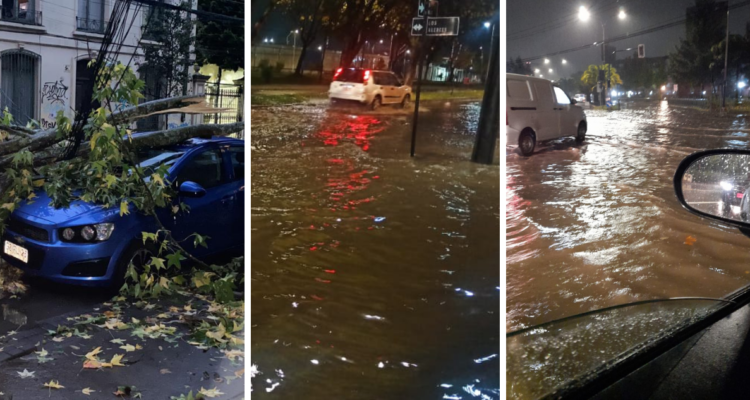 Calles inundadas por lluvias en Gran Concepción.