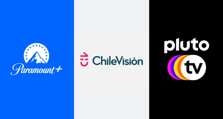 Los logos de Paramount, CHV y Pluto TV.