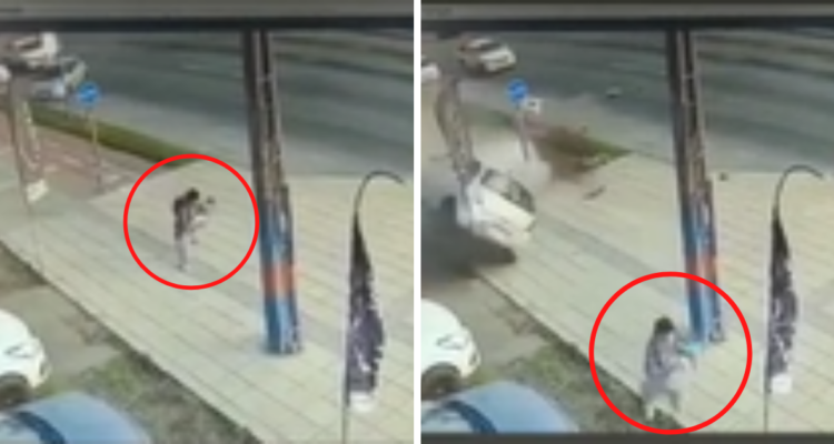 Video muestra a peatón corriendo antes de que auto chocara contra automotora en Talcahuano