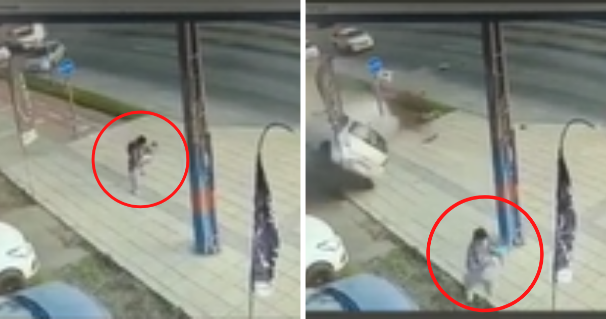 Video muestra a peatón corriendo antes de que auto chocara contra automotora en Talcahuano