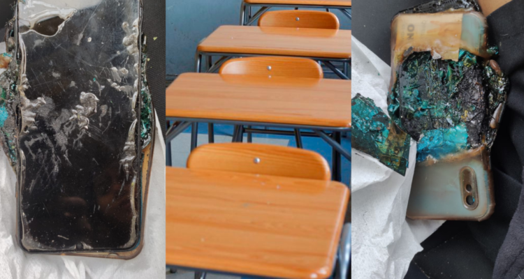 Teléfono explota en sala de clases