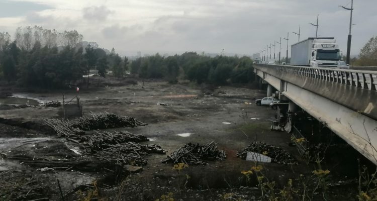 Familia se tomó lecho del Bio Bio en Puente Llacolén: hay cerco, vehículos y hasta crían animales