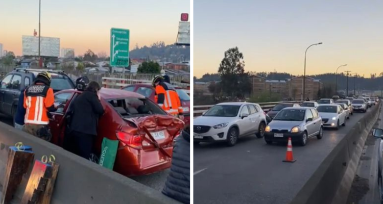 Taco kilométrico por accidente en ruta Penco-Concepción