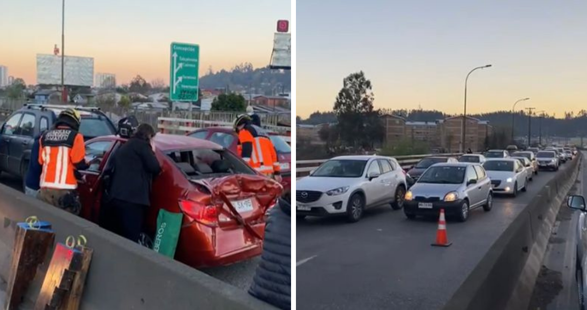 Taco kilométrico por accidente en ruta Penco-Concepción