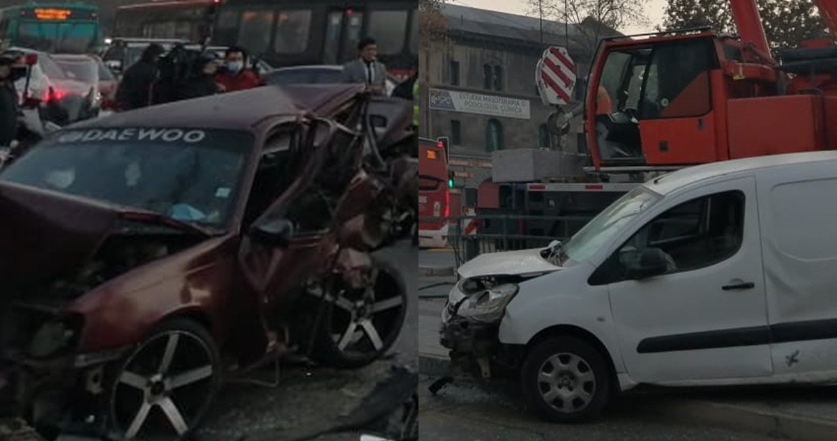 Accidente múltiple deja un vehículo destruido en importante avenida capitalina