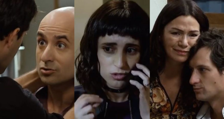 Mateo y Gaspar hablando asustados, Martina hablando por teléfono y Rocío y Benjamín abrazados. Todos son personajes de Verdades Ocultas, que lanzó un adelanto este martes.