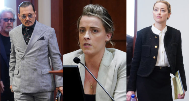 Johnny Depp, Amber Heard y su hermana en el juicio por difamación.
