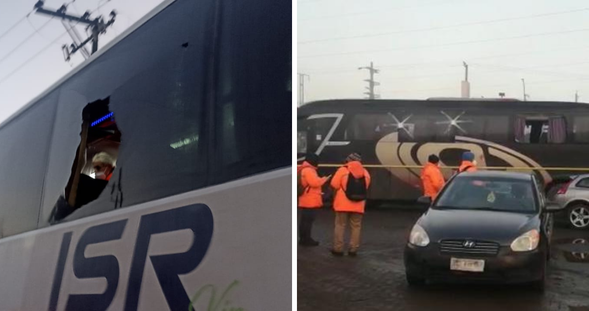 Apedrean bus de Enap en Hualpén