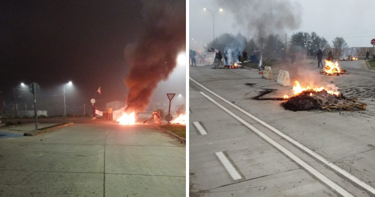 Integrantes de toma incendian barricadas en sector Las Mulatas de Valdivia.