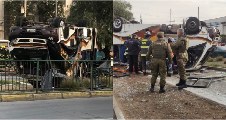 Bus volcado en Cerrillos