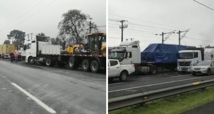 Camioneros bloquean Ruta 160 en Coronel