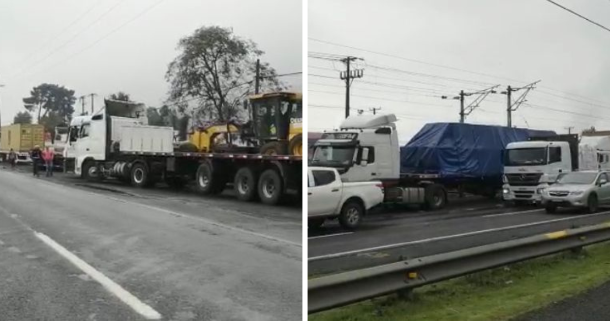 Camioneros bloquean Ruta 160 en Coronel